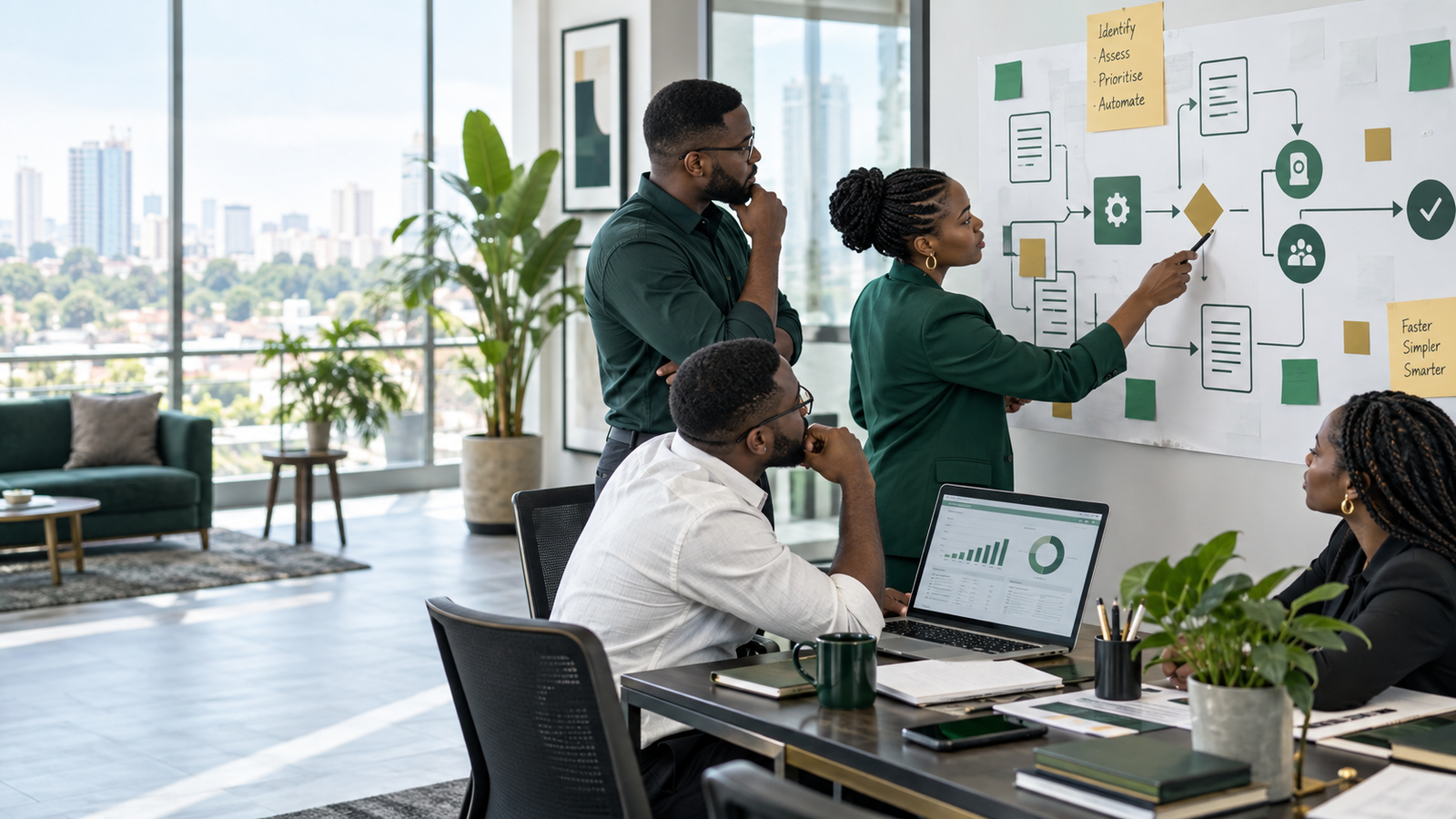 Professionnels africains analysant un processus métier